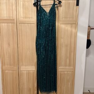 Elegant Teal Sequin Gown